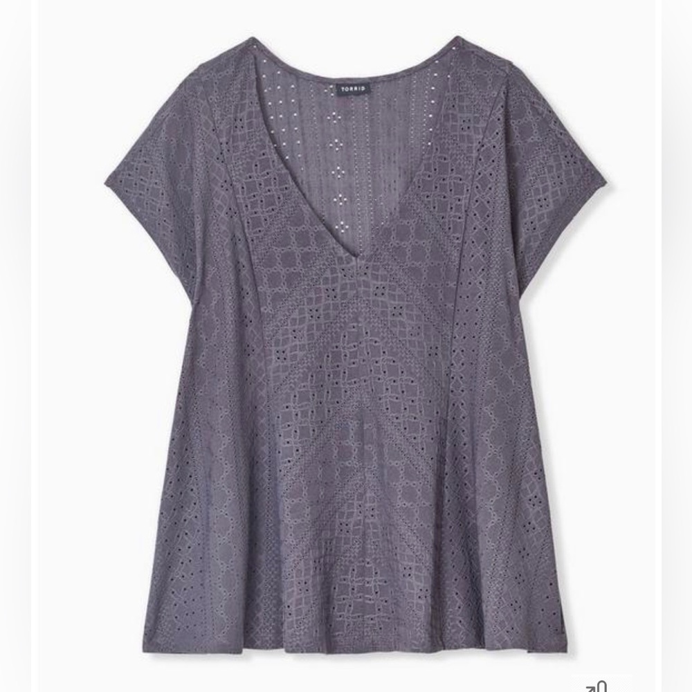 Torrid eyelet v-neck fit and flare midi top